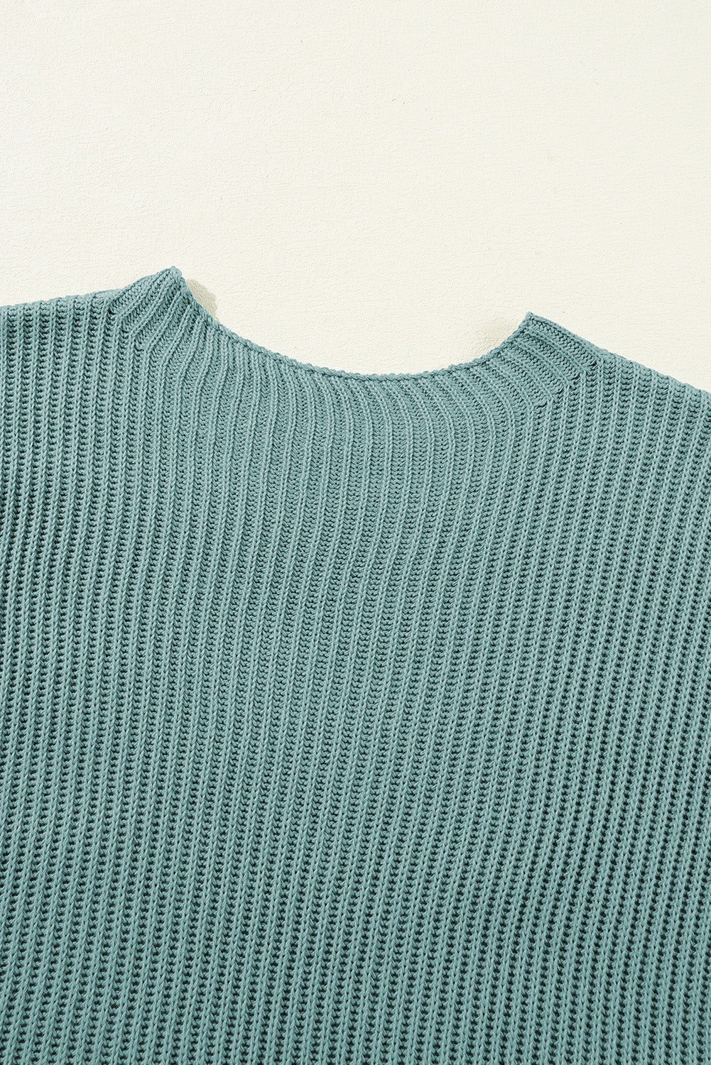 Dusty Teal Side Slit Short Sleeve Oversized Sweater